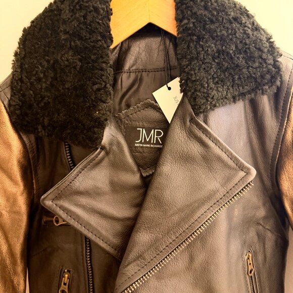 Custom Leather Jacket Straight To Hell | JMR Leather Sherpa Hand Painted - Picture 4 of 9